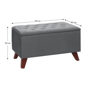 Σκαμπώ - Ταμπουρέ Lotus Megapap βελούδινο χρώμα γκρι 90x40x50εκ.