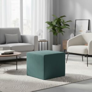 Σκαμπώ April Megapap βελούδινο χρώμα κυπαρισσί 40x40x40εκ.