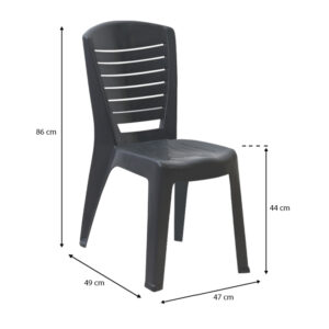 Καρέκλα πολυπροπυλενίου Tabia Megapap χρώμα ανθρακί 47x49x86εκ.
