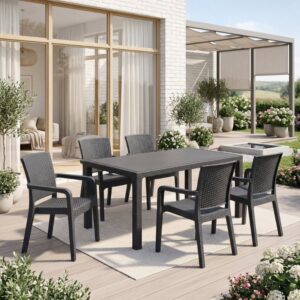 Τραπέζι πολυπροπυλενίου Kalan Megapap χρώμα ανθρακί 150x90x75εκ.