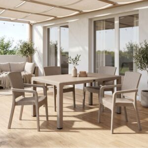 Τραπέζι πολυπροπυλενίου Kalan Megapap χρώμα cappuccino 150x90x75εκ.