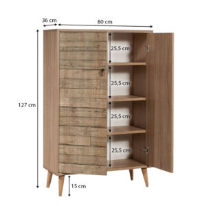 Παπουτσοθήκη - Ντουλάπι Soho Megapap χρώμα sonoma 80x36x127εκ.