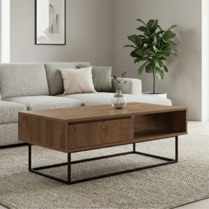 Τραπεζάκι σαλονιού Amedeo Megapap χρώμα καρυδί 120x60x43εκ.