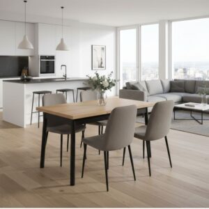 Τραπέζι Jemmy Megapap επεκτεινόμενο χρώμα φυσικό - μαύρο 120/153x75x77εκ.