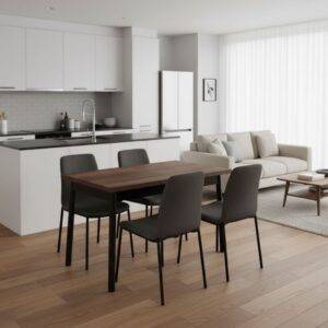 Τραπέζι Jemmy Megapap επεκτεινόμενο χρώμα καρυδί - μαύρο 120/153x75x77εκ.