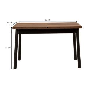 Τραπέζι Jemmy Megapap επεκτεινόμενο χρώμα καρυδί - μαύρο 120/153x75x77εκ.