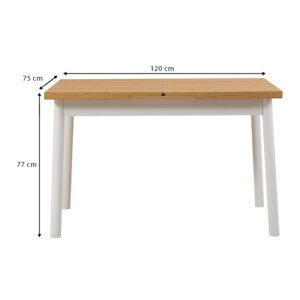Τραπέζι Jemmy Megapap επεκτεινόμενο χρώμα φυσικό - λευκό 120/153x75x77εκ.