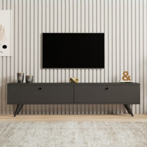 Έπιπλο τηλεόρασης Paris Megapap χρώμα ανθρακί 160x25x35εκ.