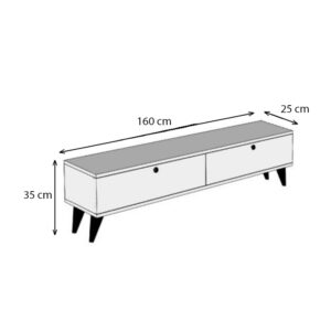 Έπιπλο τηλεόρασης Paris Megapap χρώμα ανθρακί 160x25x35εκ.