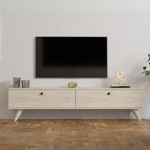 Έπιπλο τηλεόρασης Paris Megapap χρώμα travertine 160x25x35εκ.