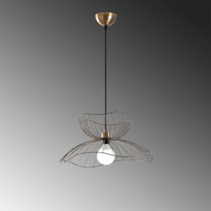 Φωτιστικό οροφής Farac Megapap E27 μεταλλικό μονόφωτο χρώμα χρυσό vintage Ø50x31/111εκ.