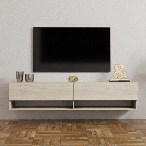 Έπιπλο τηλεόρασης επιτοίχιο Arges Megapap χρώμα travertine 140x29,6x30εκ.