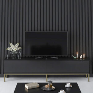 Έπιπλο τηλεόρασης Lord Megapap χρώμα μαύρο - χρυσό 180x30x47εκ.