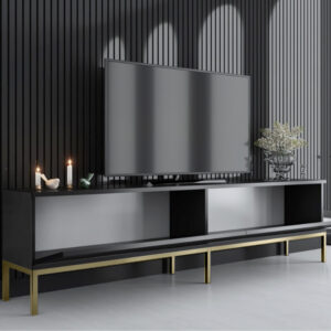 Έπιπλο τηλεόρασης Lord Megapap χρώμα μαύρο - χρυσό 180x30x47εκ.