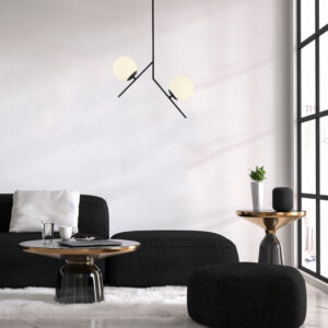 Φωτιστικό οροφής Tima Megapap E27 μεταλλικό - γυάλινο δίφωτο χρώμα μαύρο 43x15x74εκ.