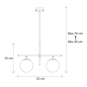 Φωτιστικό οροφής Nilufer Megapap E27 μεταλλικό δίφωτο χρώμα χρυσό 52x15x76εκ.