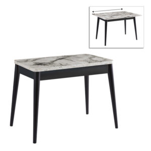 Τραπέζι Dolunay Megapap επεκτεινόμενο χρώμα λευκό εφέ μαρμάρου - μαύρο 100x60(120x100)x79,5εκ.