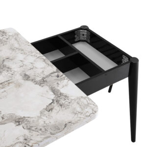 Τραπέζι Dolunay Megapap επεκτεινόμενο χρώμα λευκό εφέ μαρμάρου - μαύρο 100x60(120x100)x79,5εκ.