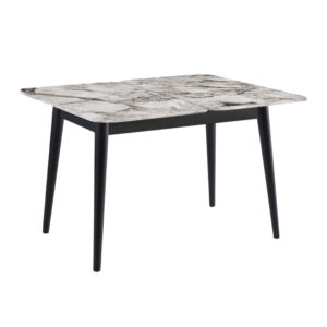 Τραπέζι Dolunay Megapap επεκτεινόμενο χρώμα λευκό εφέ μαρμάρου - μαύρο 100x60(120x100)x79,5εκ.