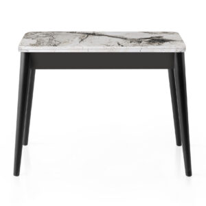 Τραπέζι Dolunay Megapap επεκτεινόμενο χρώμα λευκό εφέ μαρμάρου - μαύρο 100x60(120x100)x79,5εκ.