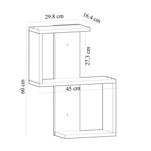 Ραφιέρα τοίχου Octa Megapap χρώμα λευκό 45x16,4x60εκ.
