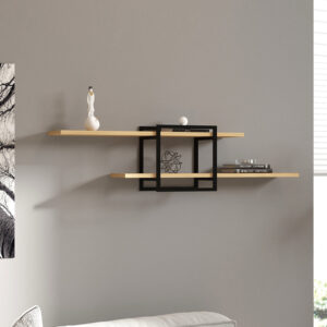 Ραφιέρα τοίχου Mone Megapap χρώμα sapphire oak - μαύρο 120x18x30εκ.