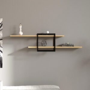 Ραφιέρα τοίχου Mone Megapap χρώμα sapphire oak - μαύρο 120x18x30εκ.