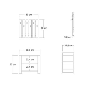 Έπιπλο εισόδου Friends Megapap χρώμα λευκό 69,8x33,6x60εκ.