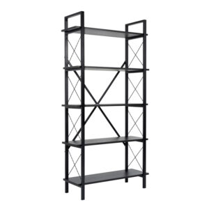 Βιβλιοθήκη Elysian Megapap χρώμα black wood 90x33,5x180εκ.