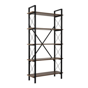 Βιβλιοθήκη Elysian Megapap χρώμα καρυδί - μαύρο 90x33,5x180εκ.