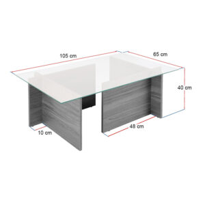 Τραπεζάκι σαλονιού Vetrino Megapap γυάλινο χρώμα travertine 105x65x40εκ.