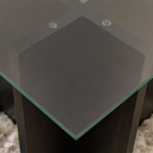 Τραπεζάκι σαλονιού Vetrino Megapap γυάλινο χρώμα black wood 105x65x40εκ.