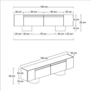 Έπιπλο τηλεόρασης Haven Megapap χρώμα travertine 180x30x50εκ.