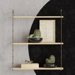 Ραφιέρα τοίχου Armoni Megapap χρώμα sapphire oak - καφέ μέταλλο 72x20x85εκ.