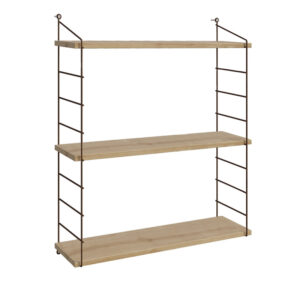 Ραφιέρα τοίχου Armoni Megapap χρώμα sapphire oak - καφέ μέταλλο 72x20x85εκ.