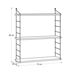Ραφιέρα τοίχου Armoni Megapap χρώμα sapphire oak - καφέ μέταλλο 72x20x85εκ.