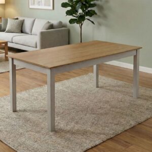 Τραπέζι Fira Megapap χρώμα λευκό - φυσικό οξιάς 180x90x78εκ.