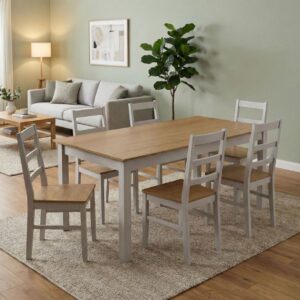 Τραπέζι Fira Megapap χρώμα λευκό - φυσικό οξιάς 180x90x78εκ.