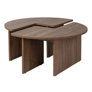 Τραπεζάκι σαλονιού σετ 2 τμχ Moira Megapap χρώμα καρυδί Ø90x41εκ.