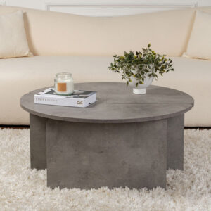 Τραπεζάκι σαλονιού σετ 2 τμχ Moira Megapap χρώμα γκρι σκυροδέματος Ø90x41εκ.
