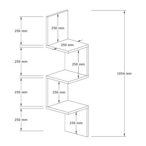 Ραφιέρα τοίχου γωνιακή Zikzak Megapap χρώμα sapphire oak 25x25x105,4εκ.