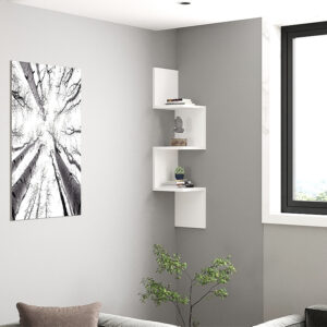 Ραφιέρα τοίχου γωνιακή Zikzak Megapap χρώμα λευκό 25x25x105,4εκ.