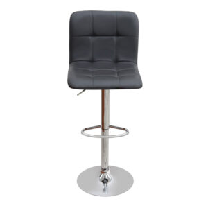 Σκαμπό μπαρ Carmelo Megapap με ρυθμιζόμενο ύψος PU μαύρο - βάση χρωμίου 45x42x90/113εκ.