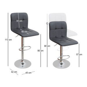 Σκαμπό μπαρ Carmelo Megapap με ρυθμιζόμενο ύψος PU μαύρο - βάση χρωμίου 45x42x90/113εκ.