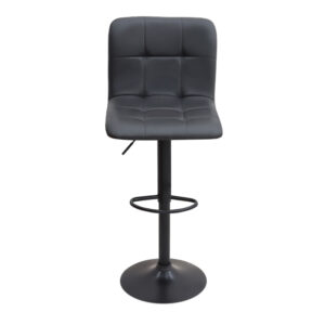 Σκαμπό μπαρ Carmelo Megapap με ρυθμιζόμενο ύψος PU μαύρο - βάση μαύρο ματ 45x42x90/113εκ.