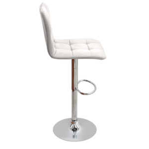 Σκαμπό μπαρ Carmelo Megapap με ρυθμιζόμενο ύψος PU λευκό - βάση χρωμίου 45x42x90/113εκ.