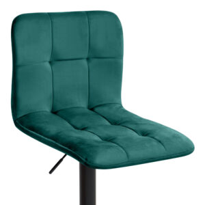 Σκαμπό μπαρ Carmelo Megapap με ρυθμιζόμενο ύψος βελούδο κυπαρισσί - βάση μαύρο ματ 45x42x90/113εκ.