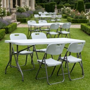 Τραπέζι catering - συνεδρίου Capri Megapap πτυσσόμενο - βαλίτσα χρώμα λευκό του πάγου 152x70x74εκ.