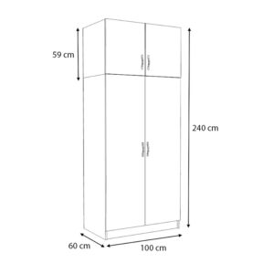 Ντουλάπα ρούχων Victoria Megapap δίφυλλη με πατάρι χρώμα καρυδί 100x60x240εκ.