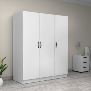 Ντουλάπα ρούχων Victoria Megapap τρίφυλλη χρώμα λευκό 150x60x181εκ.
